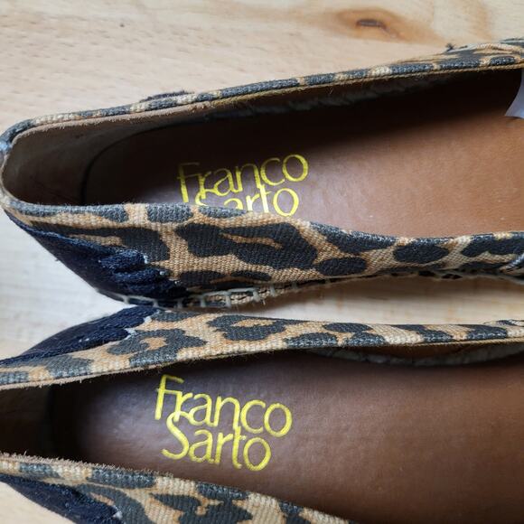 Franco Sarto Leopard Print Flat Slip-On Canvas Espadrilles Square Toe Size 7.5M - Picture 11 of 12